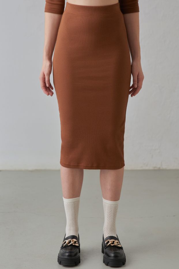 Coquette Rib-Knit Pencil Skirt