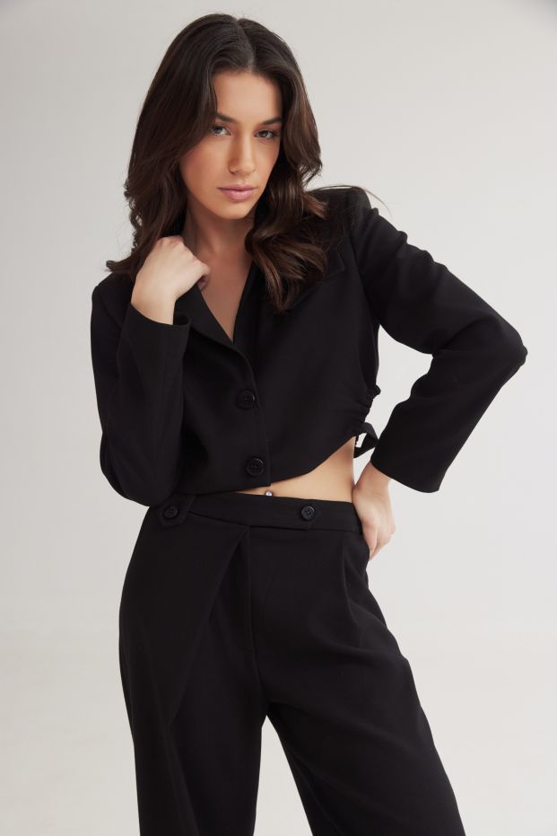 Tia Cropped Blazer Black