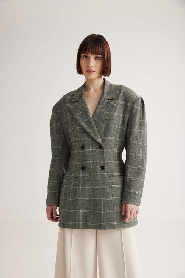 Scottish Checked Blazer Grey