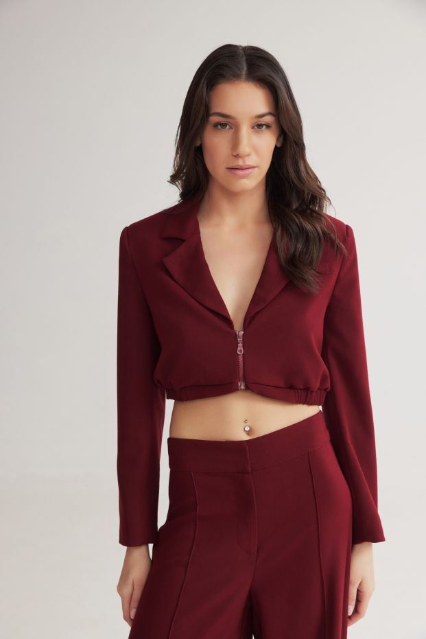 Katie Cropped Blazer Bordeaux