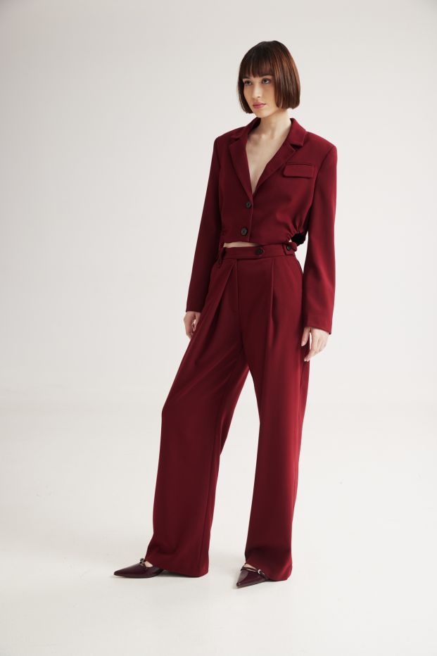 Tia Cropped Blazer Bordeaux