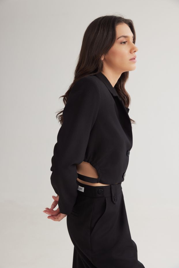 Tia Cropped Blazer Black