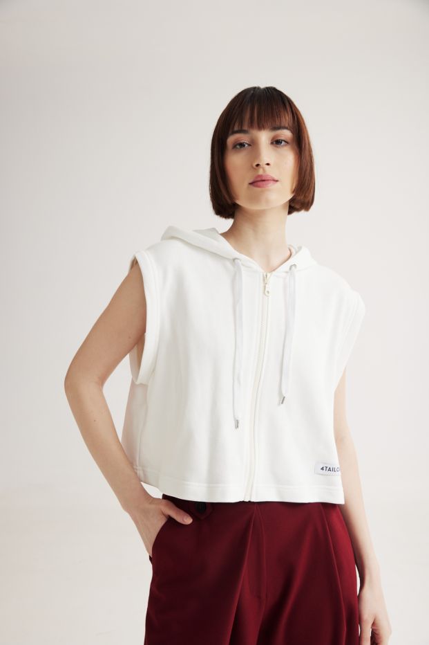 Flow 2 in 1 Cropped Jacket Ecru