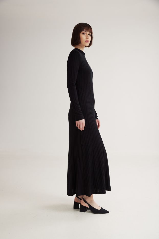 London Long Turtleneck Dress Black