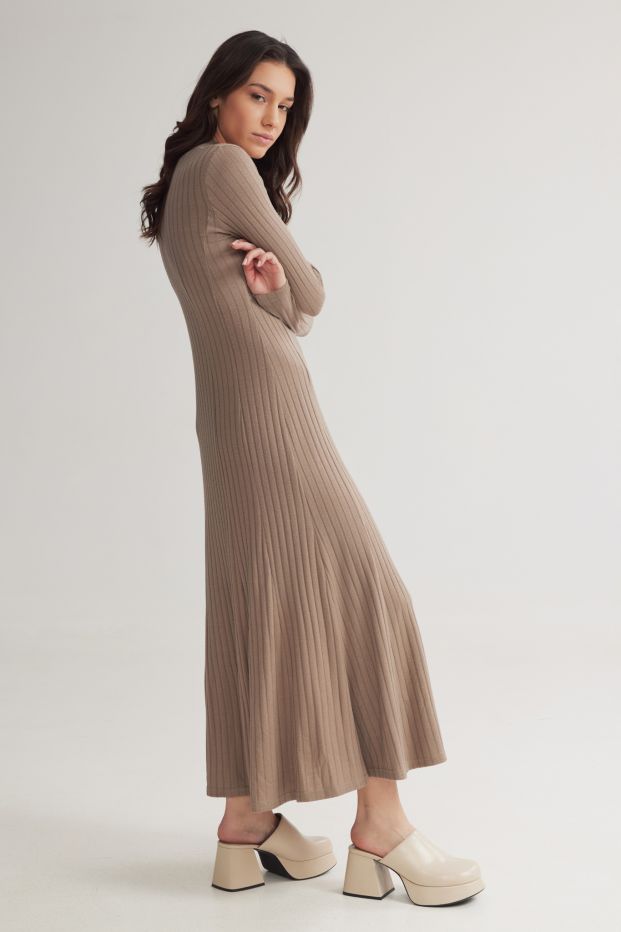 London Long Turtleneck Dress Taupe