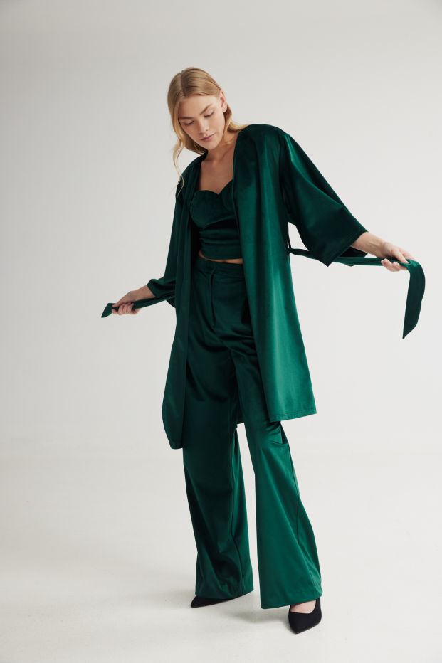 Scarlet Velvet Kimono Green