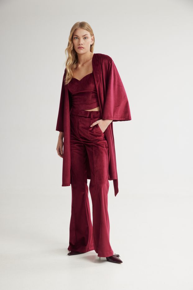 Scarlet Velvet Kimono Bordeaux