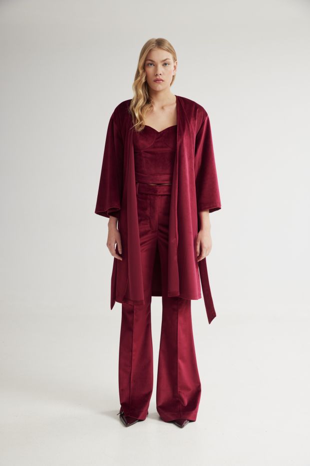 Scarlet Velvet Kimono Bordeaux