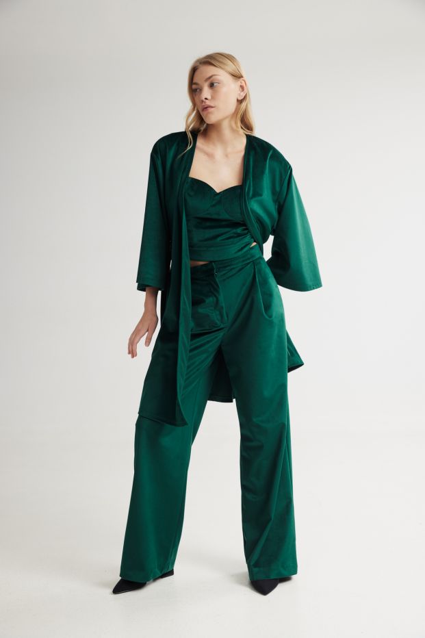 Scarlet Velvet Kimono Green