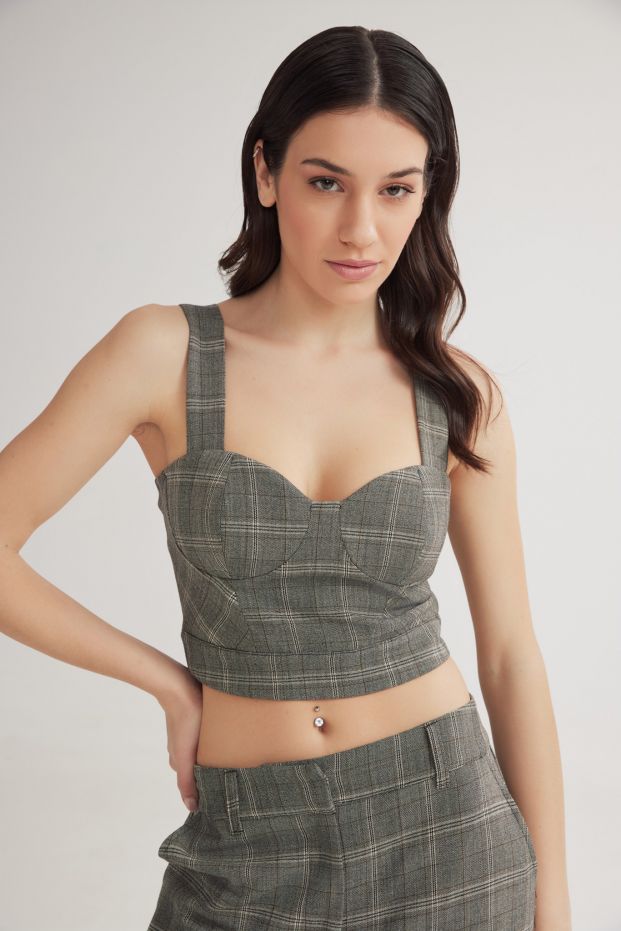 Scottish Checked Top Grey