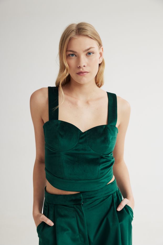 Scarlet Velvet Top Green