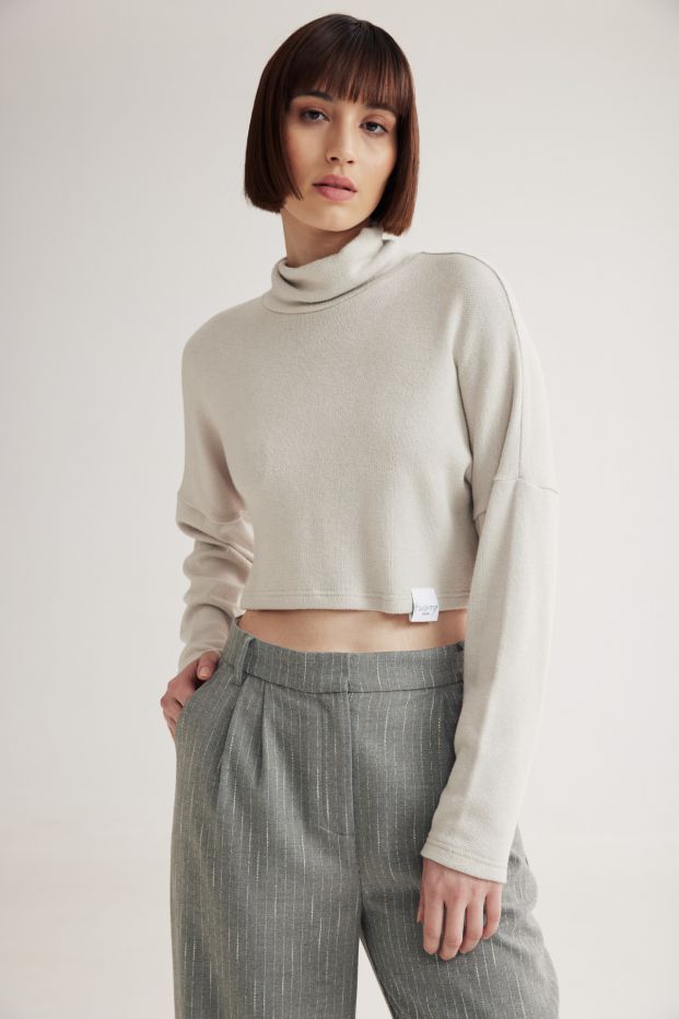 Bennet Turtleneck Top Light Grey