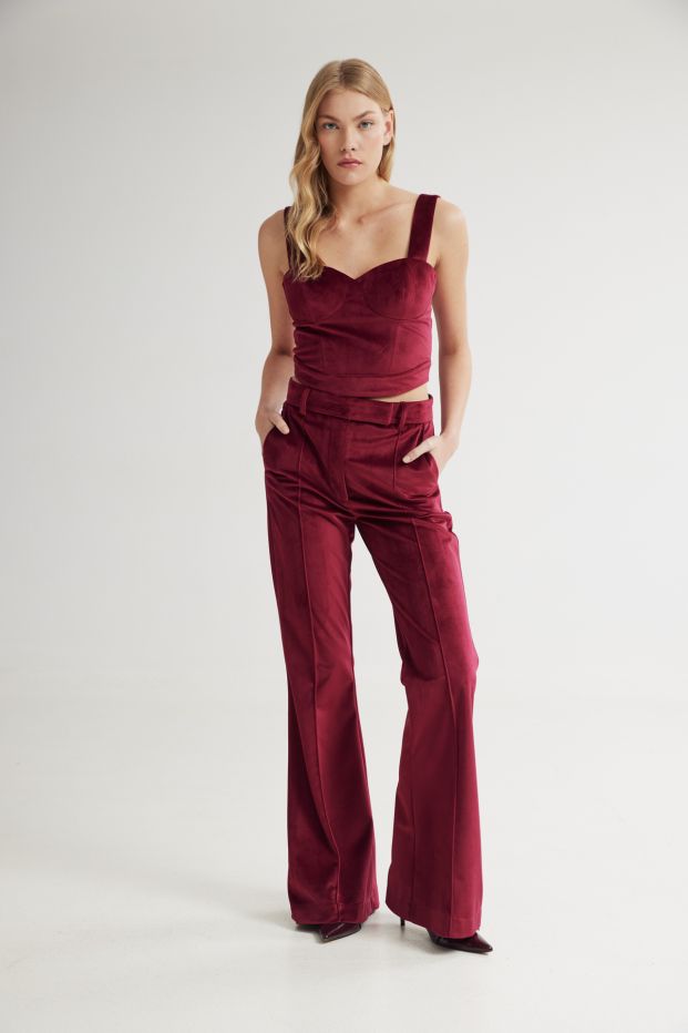 Scarlet Velvet Top Bordeaux