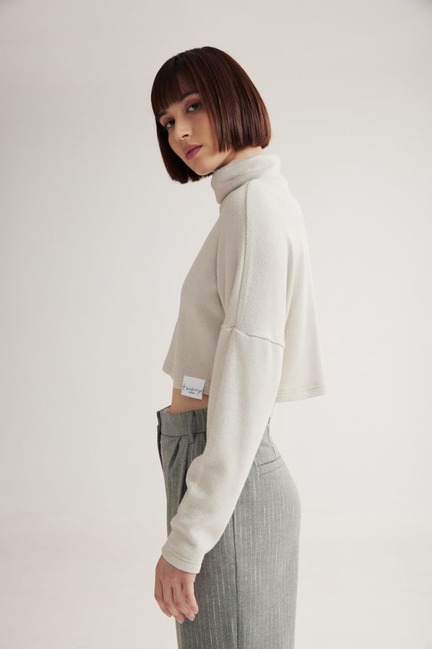 Bennet Turtleneck Top Light Grey