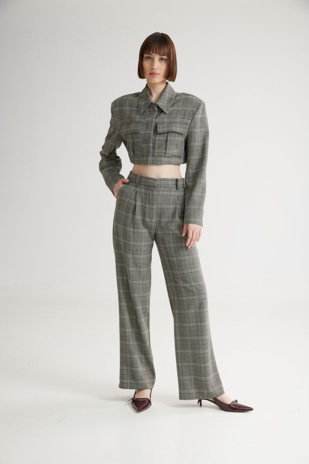 Scottish Checked Pants Grey