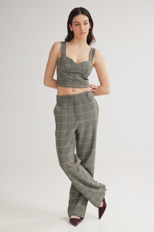 Scottish Checked Long Pants Grey