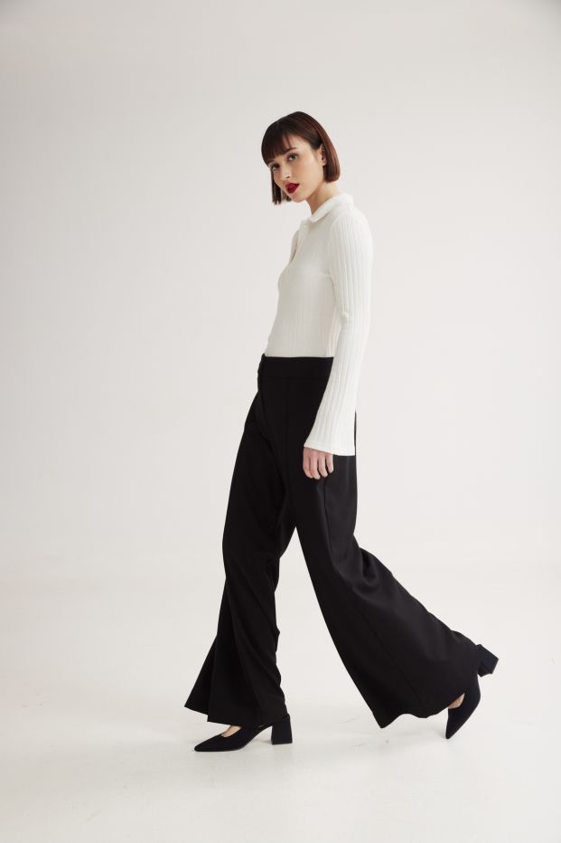 Colyn Pleated Wide Pants Black