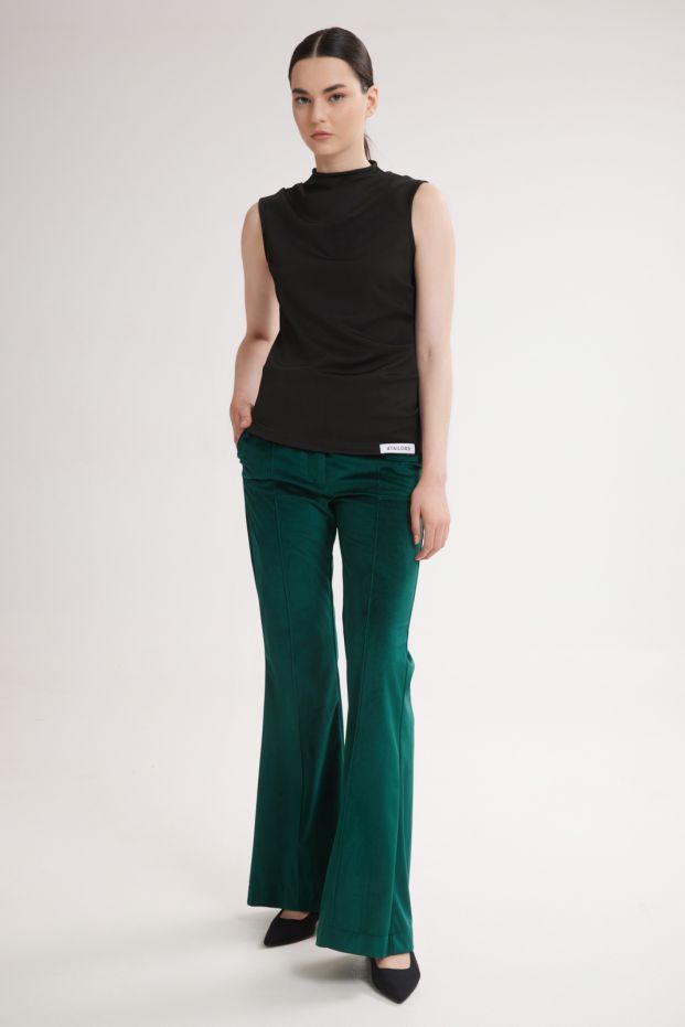 Scarlet Velvet Flare Pants Green