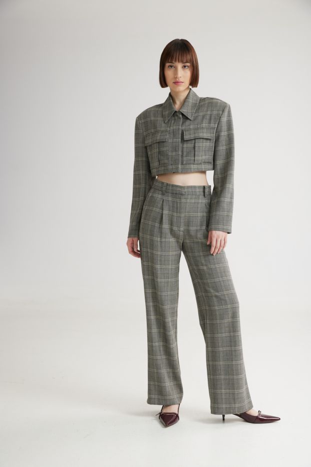 Scottish Checked Pants Grey