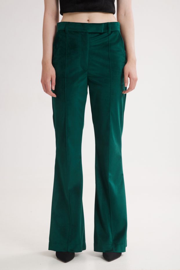 Scarlet Velvet Flare Pants Green