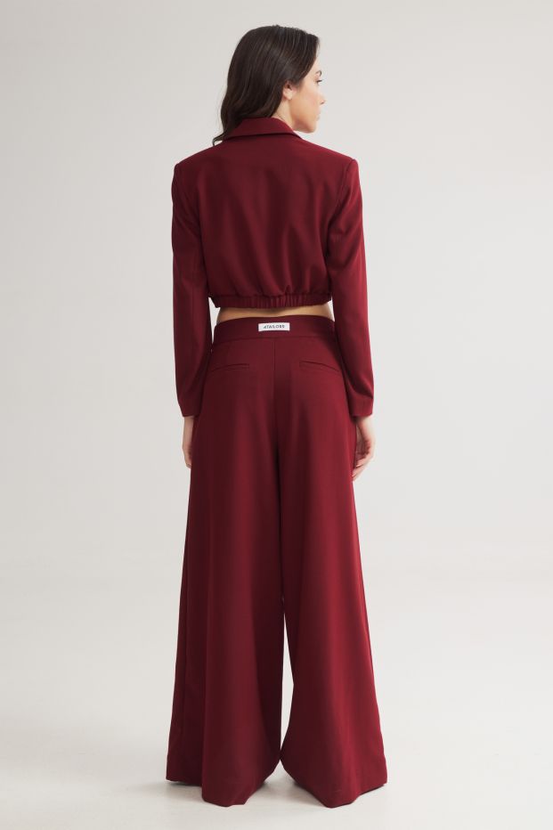 Colyn Pleated Wide Pants Bordeaux