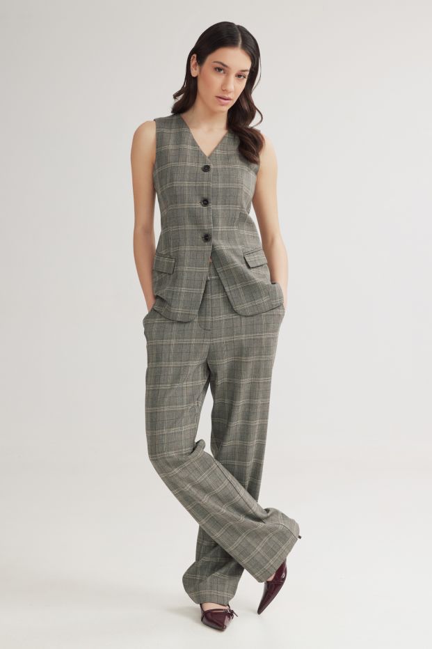 Scottish Checked Vest Grey