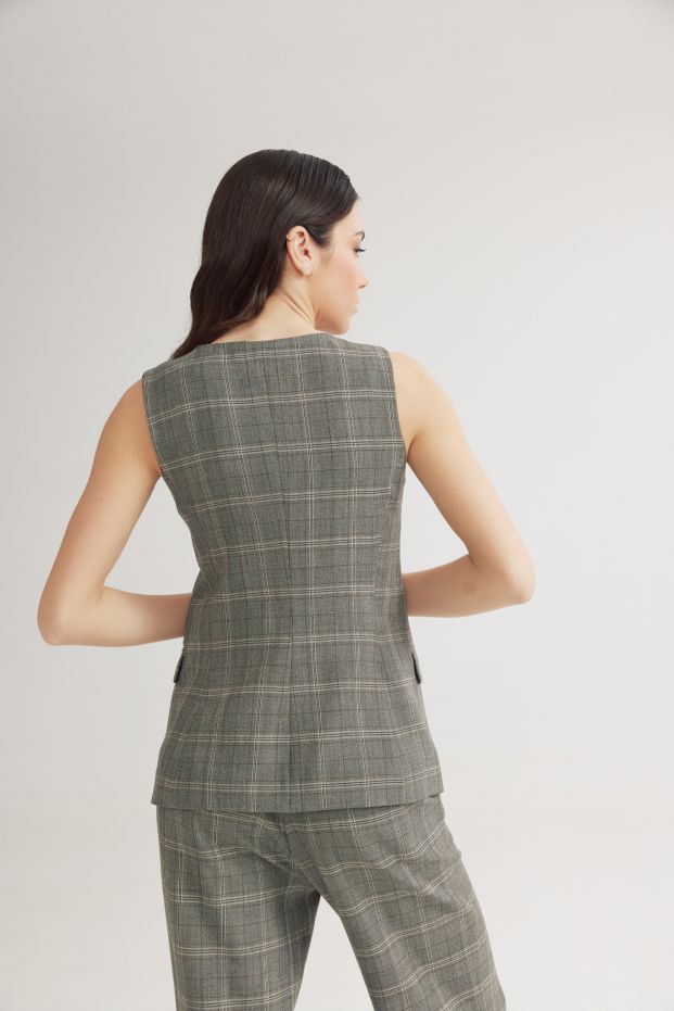 Scottish Checked Vest Grey